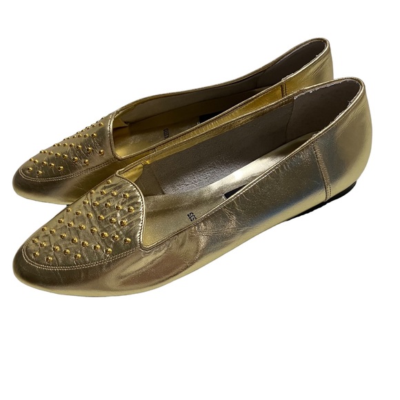 Linzi Gold Flats with Gold Studs - Picture 6 of 12